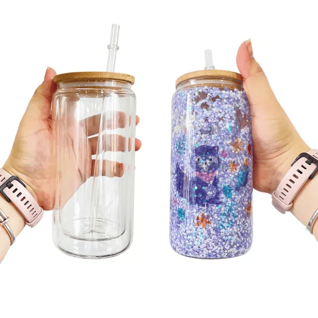 12oz Double Wall Glass Tumbler Pre-Drilled
