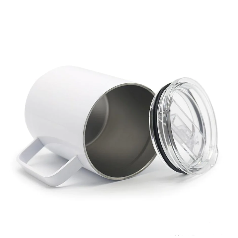 Custom Coffee Tumbler - 20 oz Silver Insulated Tumbler with Handle