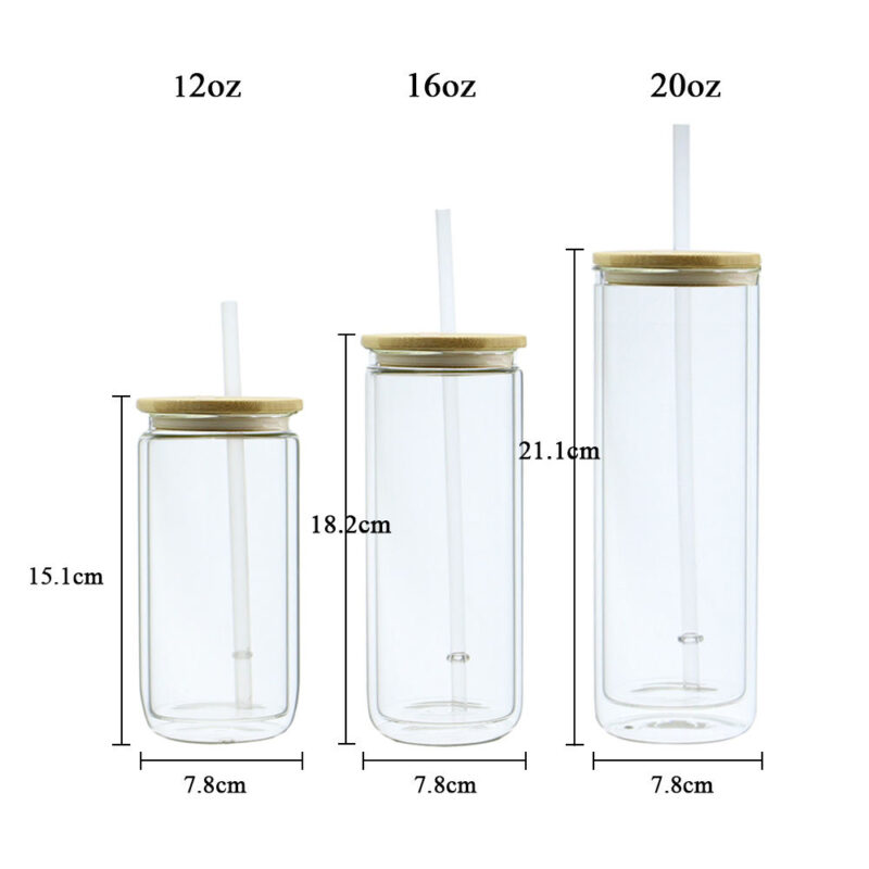 Snowglobe Can Glass Double Wall Glass Tumbler Pre-Drilled
