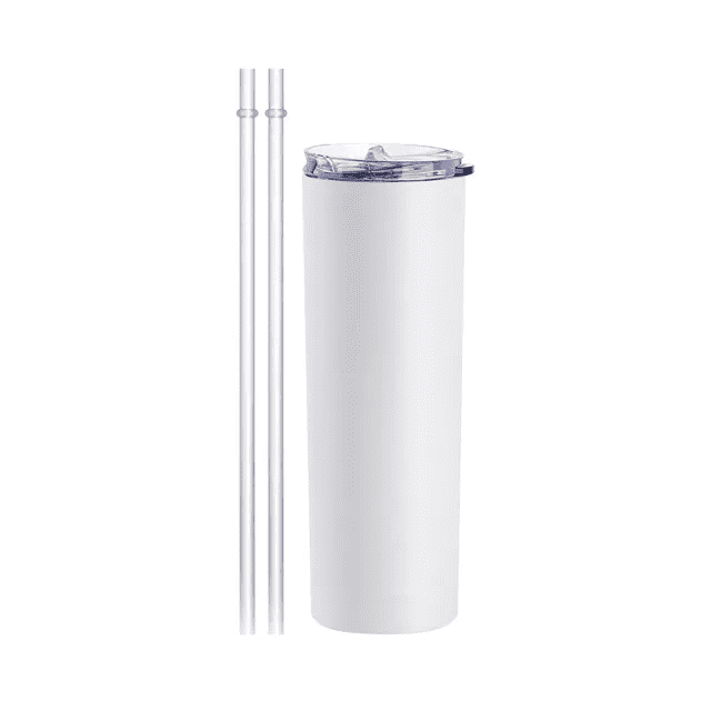 20oz Skinny White Matte Double Wall Stainless Steel