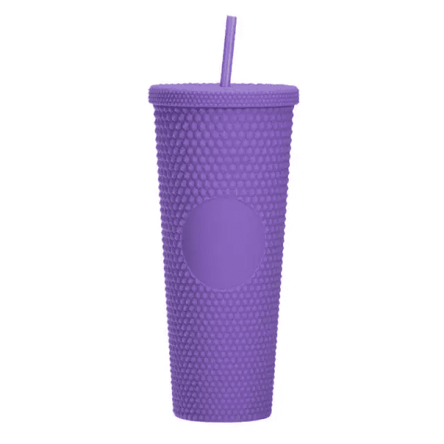 ASTOR | Matte Studded Cup | Studded Tumbler with Lid and Straw | Venti 24  oz Cold Cups (Lilac)