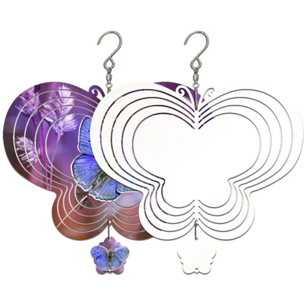 25 Pcs Aluminum Butterfly Shape Wind Spinner Double-Sided Sublimation  Blanks