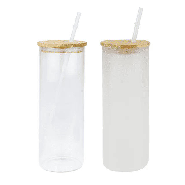 25oz Clear and Frosted Sublimation Glass Straight T