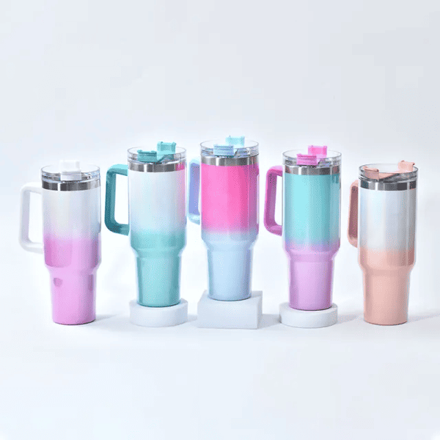 40oz Glitter Sublimation Travel Coffee Mugs with Ha