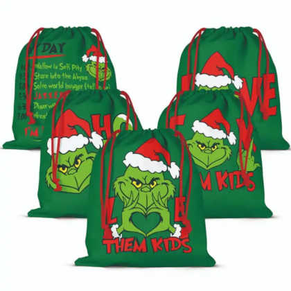 Grinch Christmas Sack Stockings Green Grinch Elf Ch
