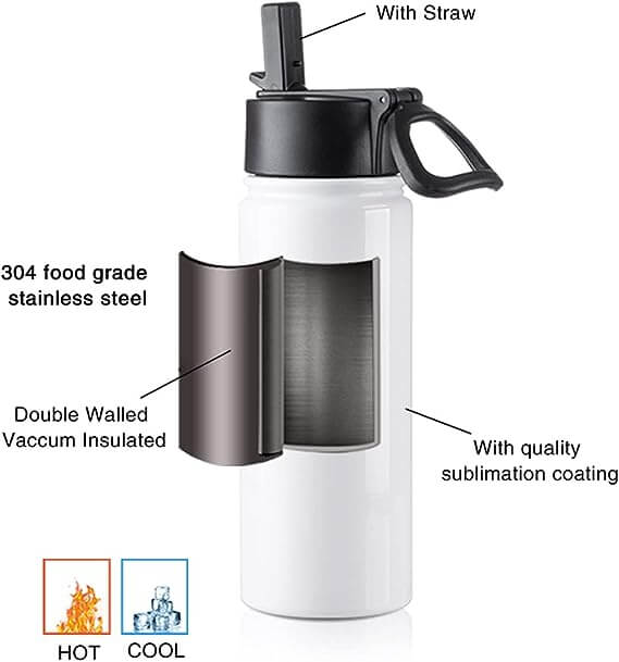 18/22/32 oz Double Wall Stainless Steel Sublimation Tumbler Bulk Water Bottles