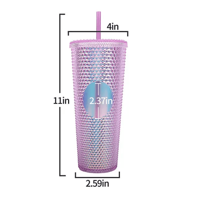 24oz Diamond Durian Cup Plastic Studded Cup Double_12