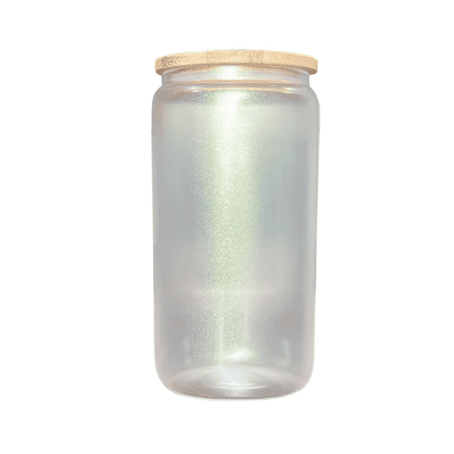 16oz Iridescent Glass Tumbler with Bamboo Lid3