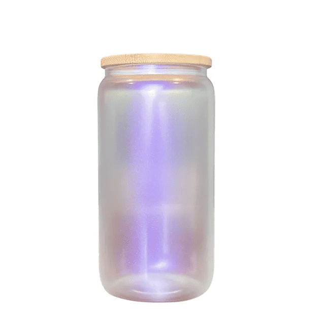 16oz Iridescent Glass Tumbler with Bamboo Lid4