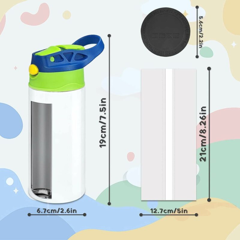 * PERFECT FOR SUBLIMATION 12oz sippy cup is a straight body cup with sublimation coating process,You can make personalized design according to your own preferences or the person you choose to give gifts.It is very suitable for sublimation,decals and logos.In addition,you can spray your favorite paint on the surface. * DOUBLE WALL VACUUM INSULATION This water bottle is made of high-quality food-grade 18/8 stainless steel.Double wall vacuum insulation can make your hot drink for 3 hours and the cold for 6 hours. * BPA FREE LID The eco-friendly lid is completely BPA free; silica gasket seal to achieve maximum spill proof capability. Silicone straws are easy to clean, BPA free, non-toxic and odorless. * Perfect Gift Sublimation mugs can be used for DIY, you can design beautiful patterns on the mugs.As gifts for your friends, family, lover, colleagues. It will be a very perfect gift.