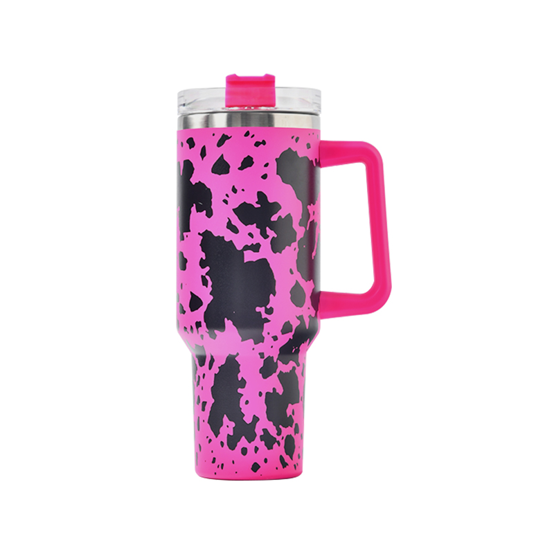 Grinch 40oz stainless steel tumbler with Pink handle