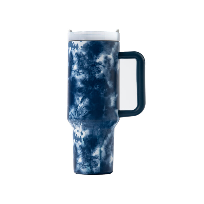 Tie Dye 40oz Tumbler with Handle Stainless Steel Double Wall Non-Sublimation