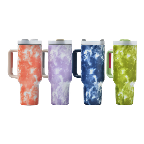 Tie Dye 40oz Tumbler with Handle Stainless Steel Double Wall Non-Sublimation