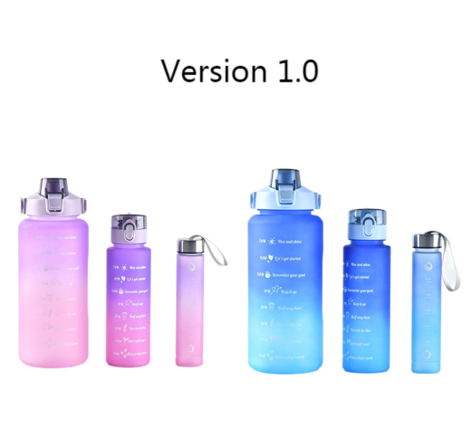 3 IN 1 Plastic Time Water Bottle Gym Fitness Water Bottles with Straw
