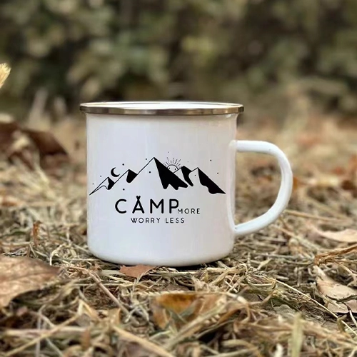 12 oz. Camping Coffee Mug White Straight Blank Sublimation Tumbler
