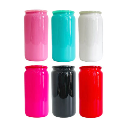 16oz Sublimation Solid Color Glass Can With PP Lids