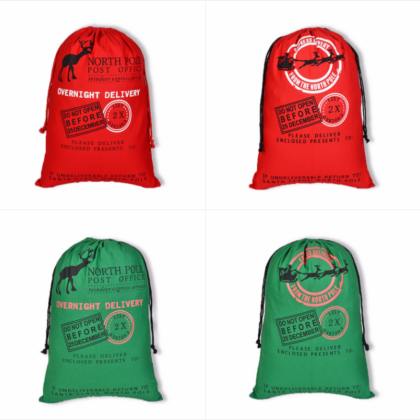 25pcs Red and green drawstring Christmas bag