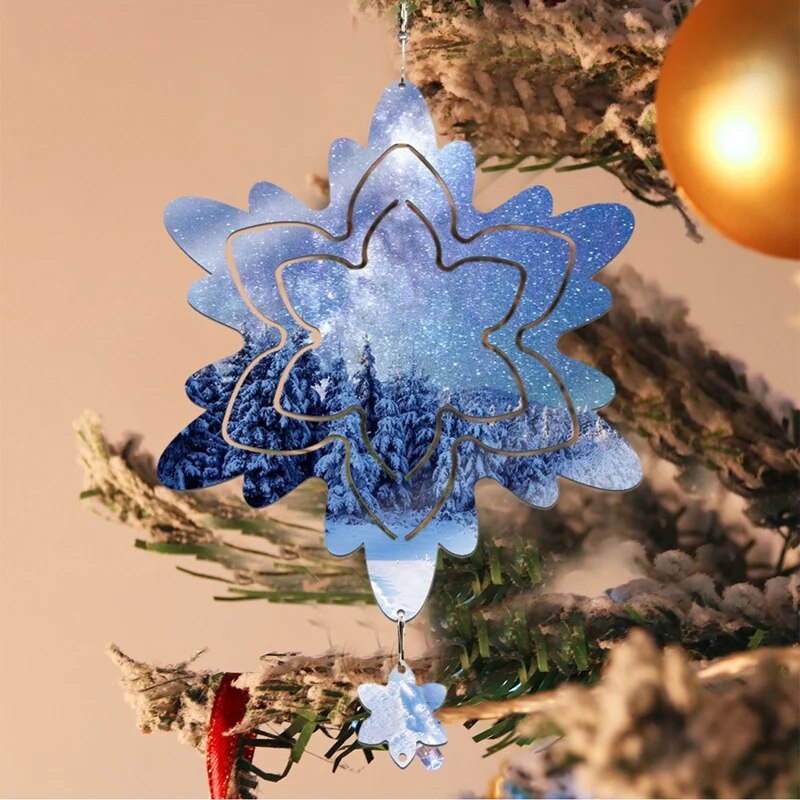 Aluminum Christmas Sublimation Wind Spinner Snowflake Double-Sided