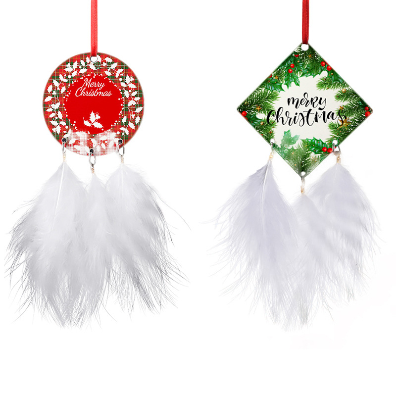 Sublimation Dream Catcher MDF Blanks Angel Feather Wings Christmas Ornaments