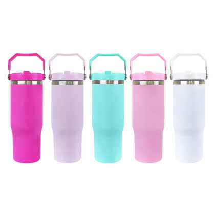 20pcs 30oz Portable Stainless Steel Tumblers with Handle Travel Mug