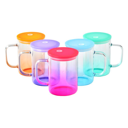 17oz Sublimation Transparent Gradient Glass Mug with Handle