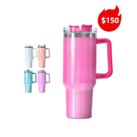 40oz Glitter Sublimation Travel Coffee Mugs with Handle